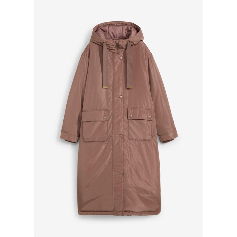 bonprix Široká bunda parka, A-strih, so šnúrkou, farba hnedá 60614456