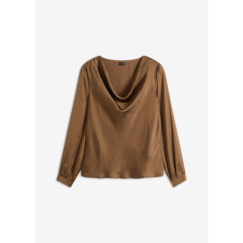 bonprix Blúzka z jemného saténu, farba hnedá 60614487