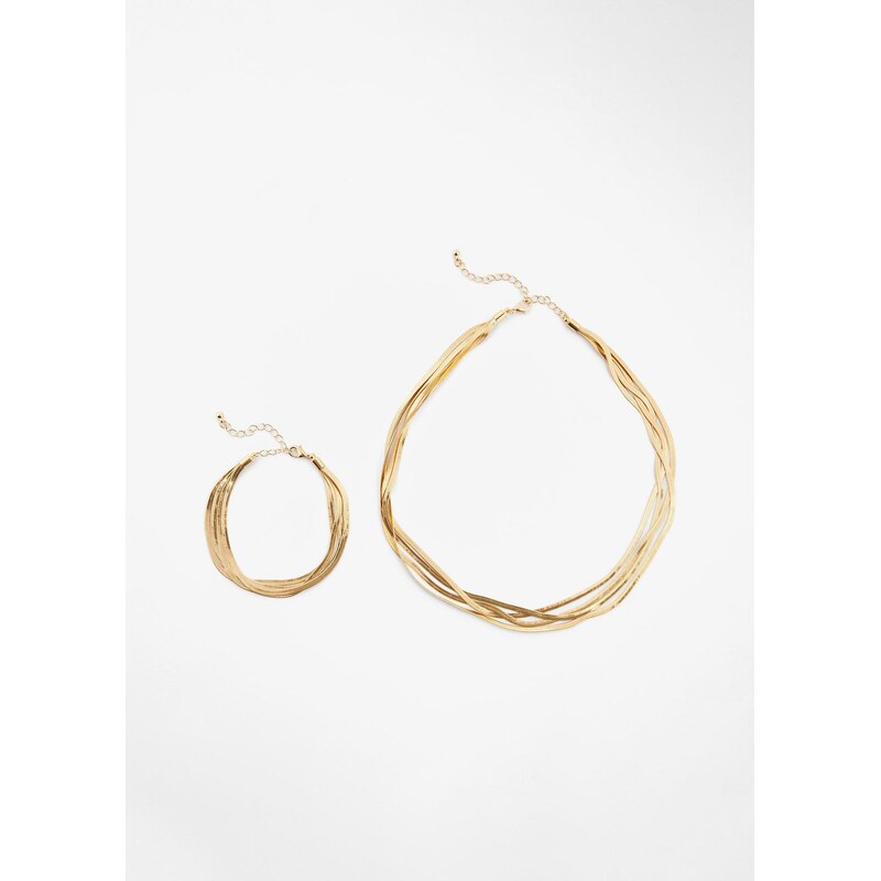 bonprix Retiazka a náramok (šperková sada), mosadz, farba zlatá 60614562