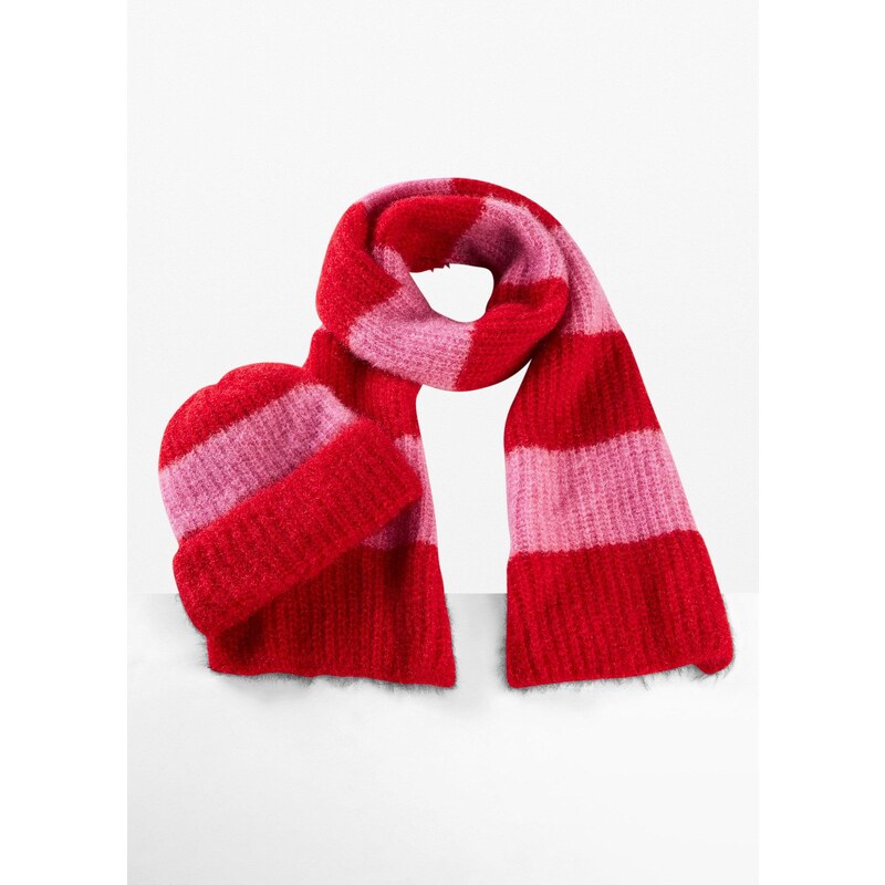 bonprix Šál a čiapka (2-dielna), farba červená 60614555