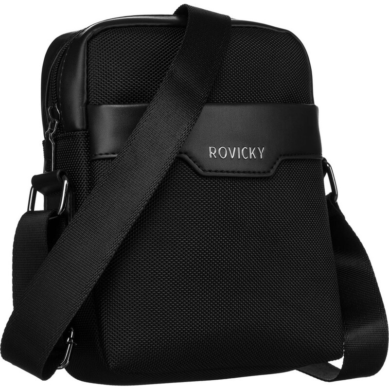 Rovicky čierna pánska taška cez rameno so strieborným kovaním R-3001 56217654