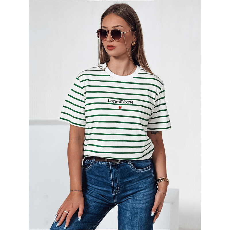 BASIC Bielo-zelené pruhované tričko s nápisom TUMULS RY2573 60614606
