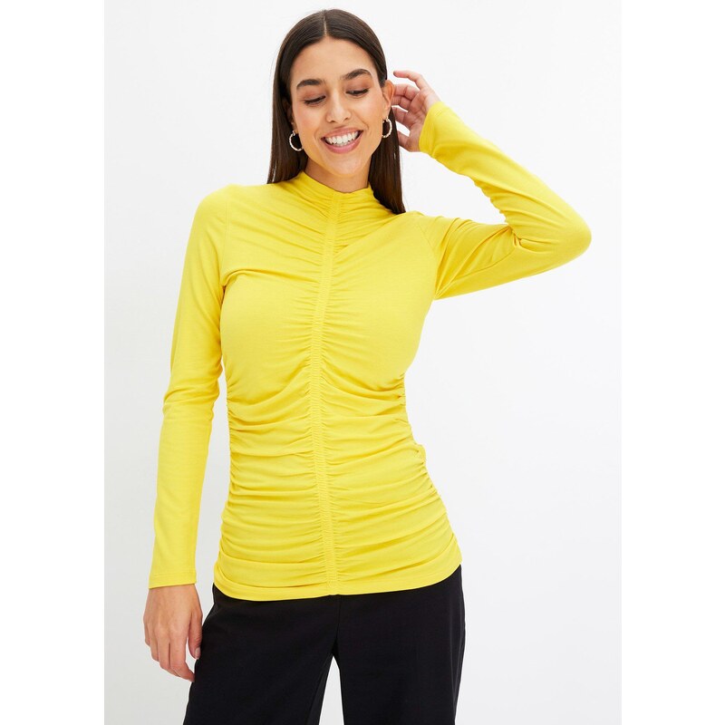 bonprix Tričko s riasením, farba žltá 60614387
