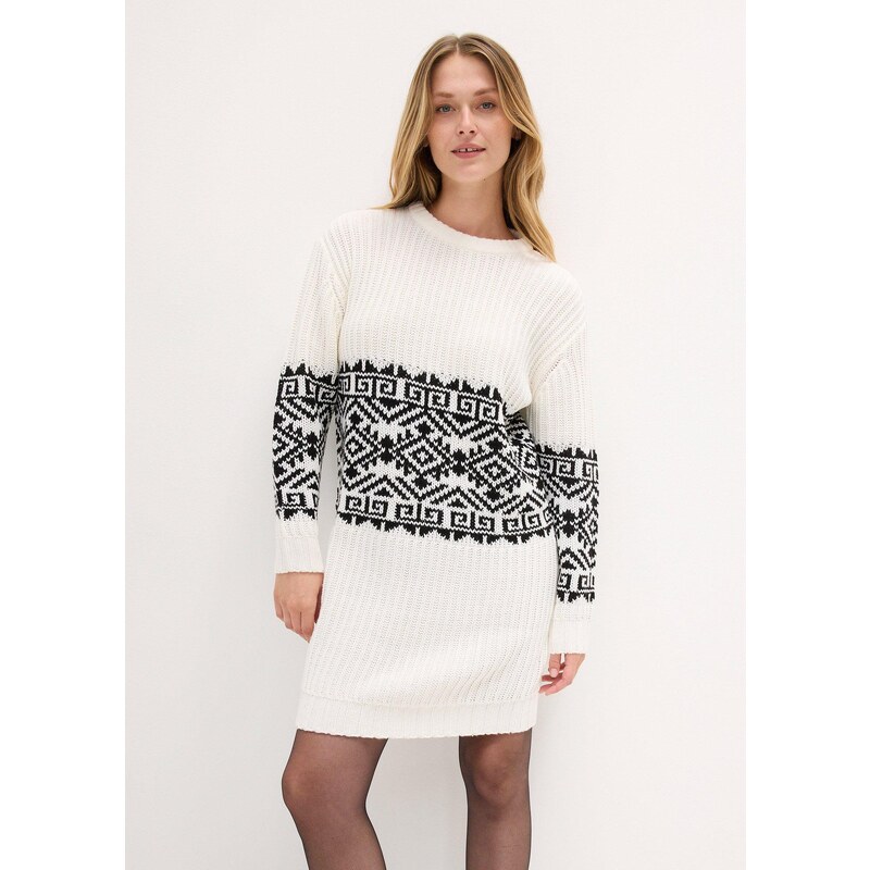 bonprix Pletené šaty s nórskym vzorom, farba čierna 60614407