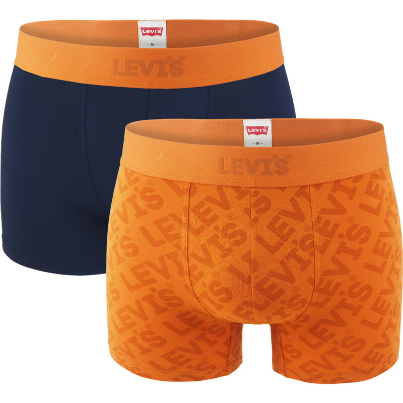 LEVI`S - boxerky 2PACK Levi`s men headline logo orange & navy combo - 60640453