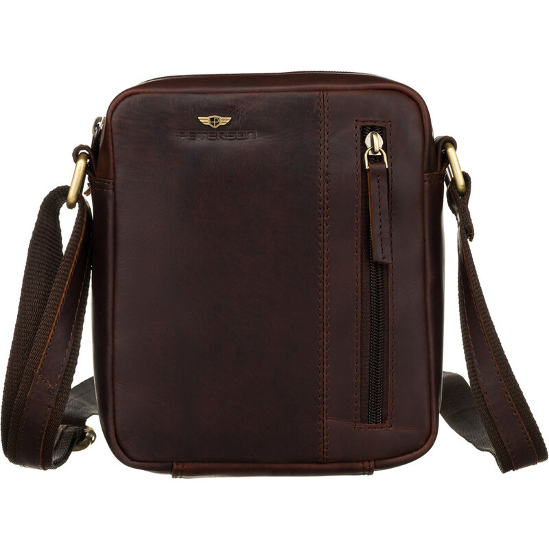 Štýlová tmavohnedá pánska kožená taška cez rameno Peterson PTN 705-OPU 60664328