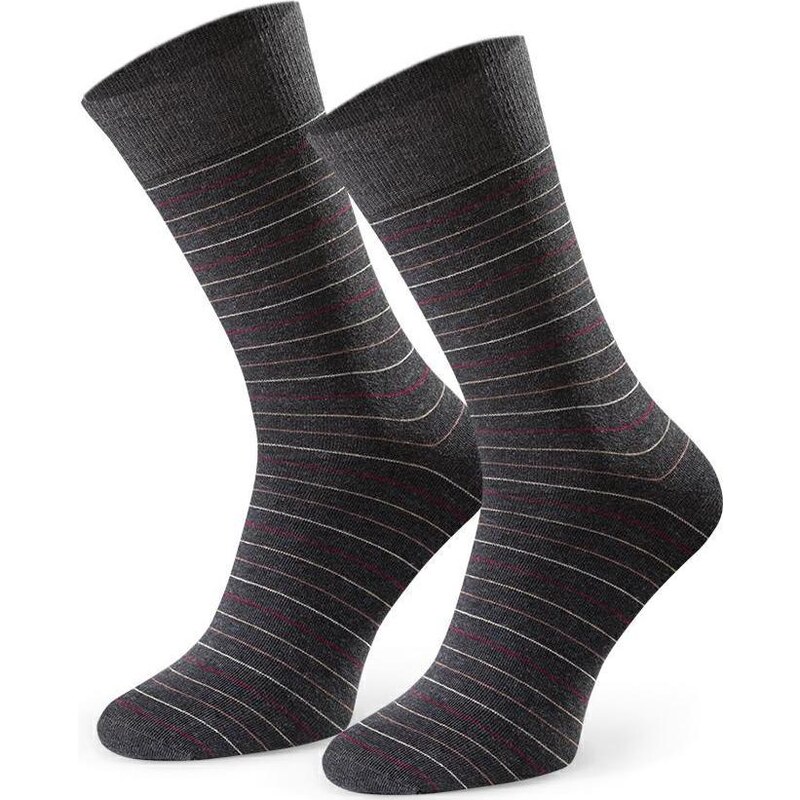 BASIC Tmavosivé pánske pruhované ponožky Art.056 IC243, GRAPHITE 60664339