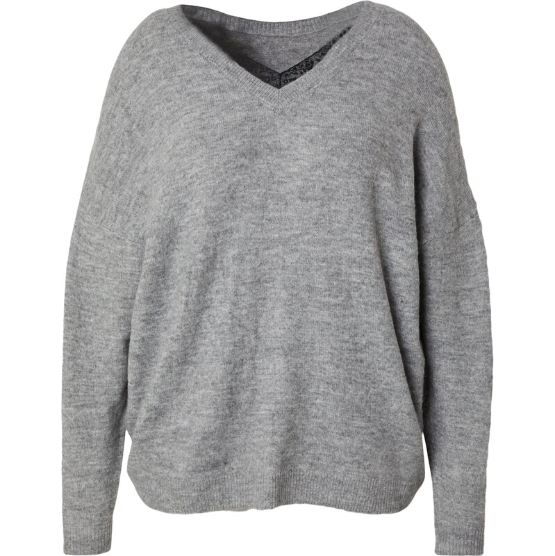 ONLY Carmakoma Sveter CARManifesta sivá melírovaná / čierna 60869610