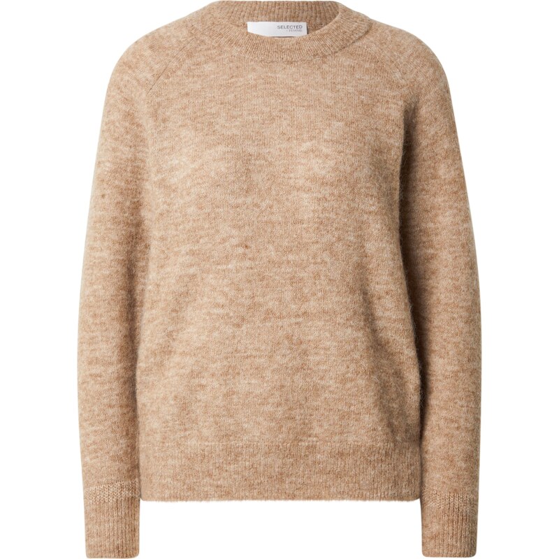 SELECTED Sveter SLFLULU hnedá melírovaná 60869382
