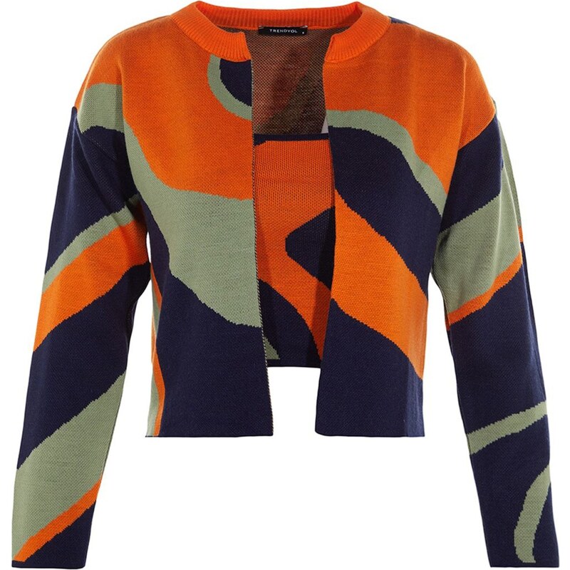 Trendyol Kardigán námornícka modrá / jablková / oranžová 60871243