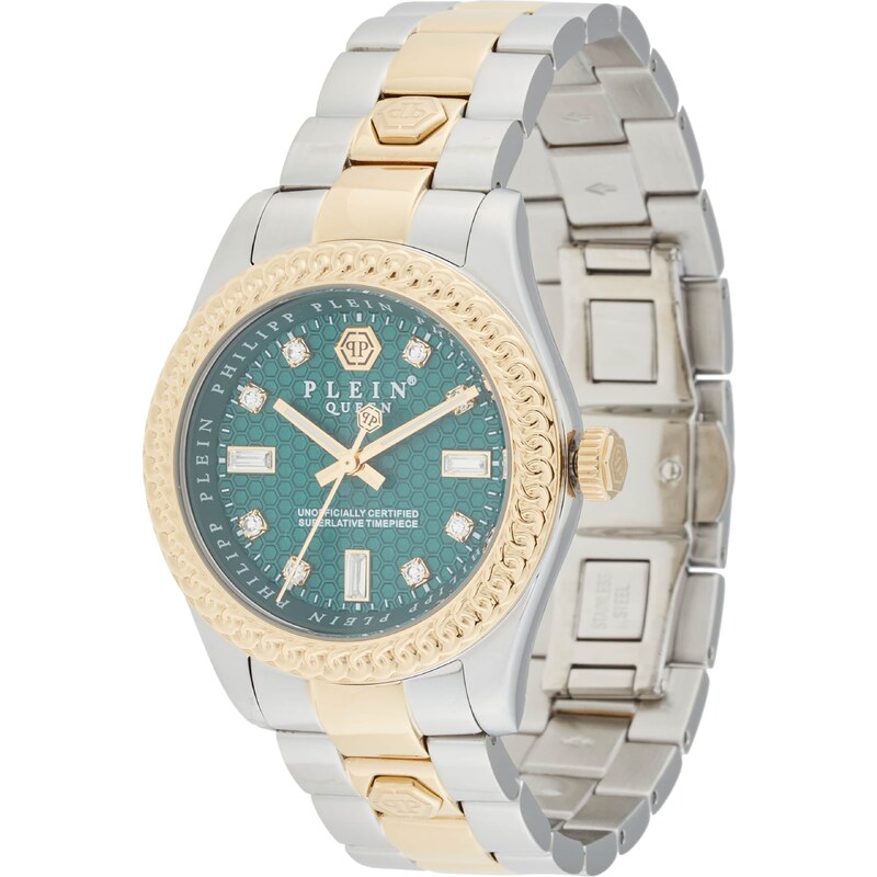 Philipp Plein Analógové hodinky QUEEN zlatá / smaragdová / strieborná 61226304