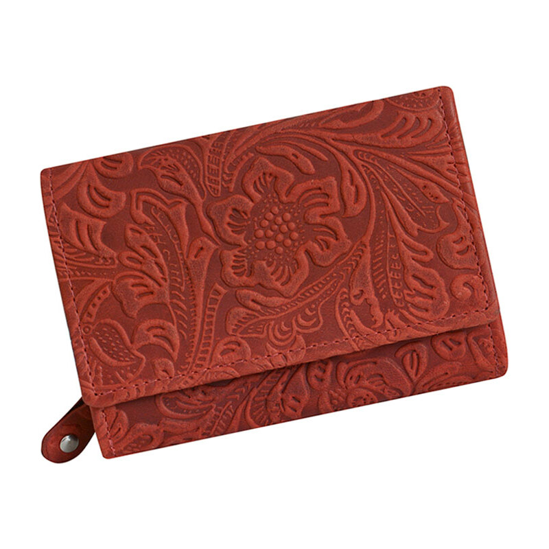 Mercucio Malá dámska červená kožená peňaženka vzorovaná 30924509