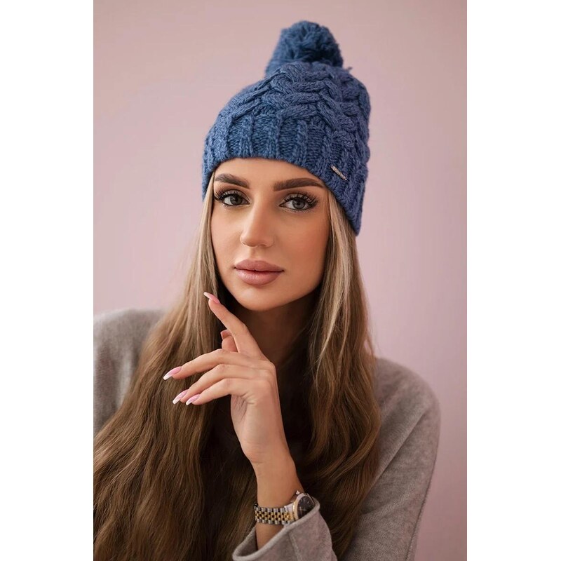 MladaModa Dámska čiapka s brmbolcom Valeria K307 farba džínsová 36917959