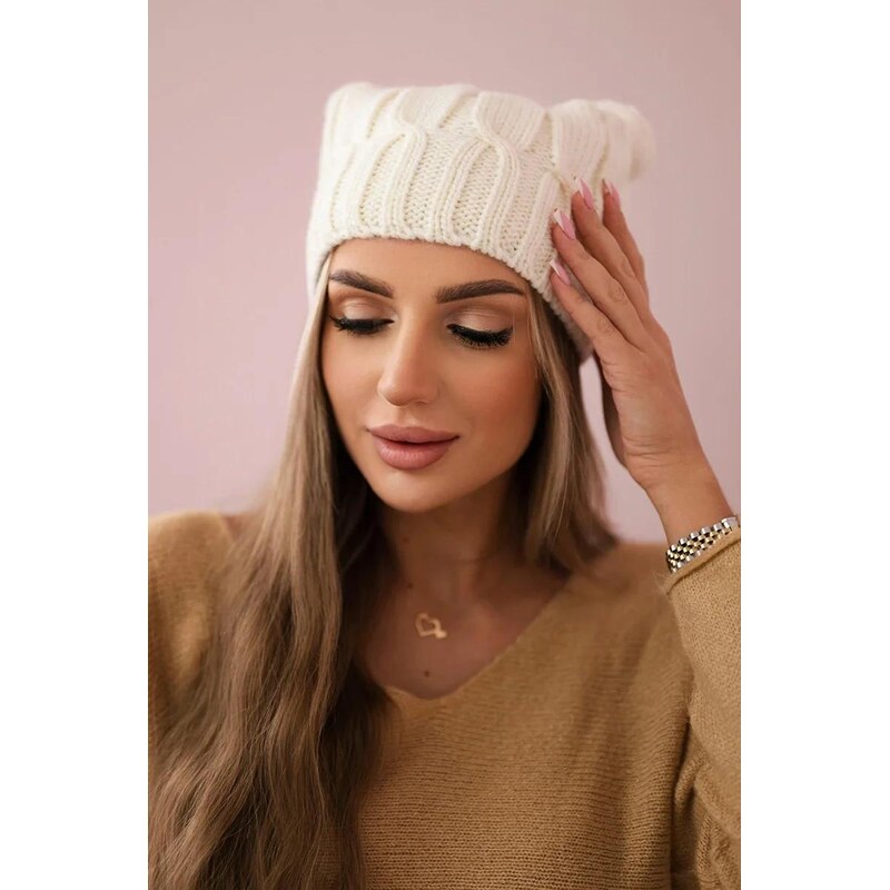 MladaModa Dámska čiapka Ivona K221 farba ecru 36492511