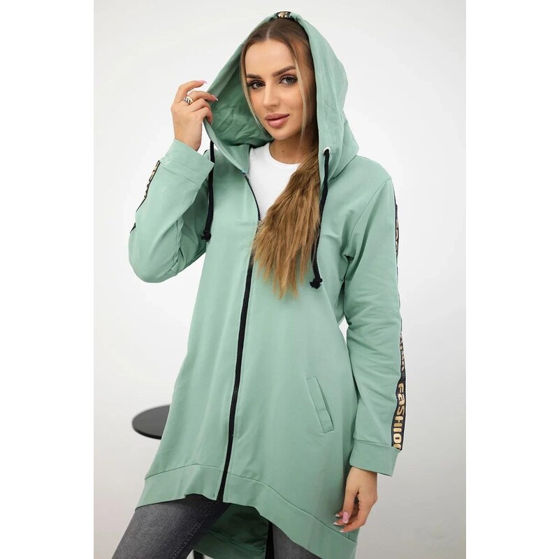 MladaModa Predlžená mikina s kapucňou a so zipsom vzadu mentolová 22557115