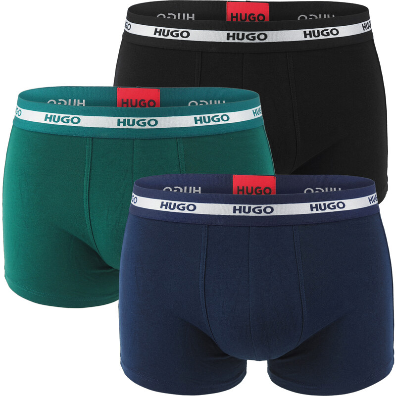HUGO - boxerky 3PACK eco friendly organic cotton in black & bold green 60674908