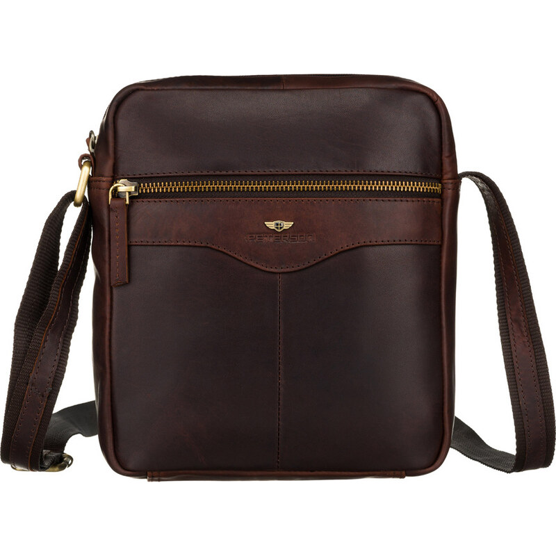 Peterson Elegantná pánska hnedá kožená taška cez rameno s púzdrom na 65387576