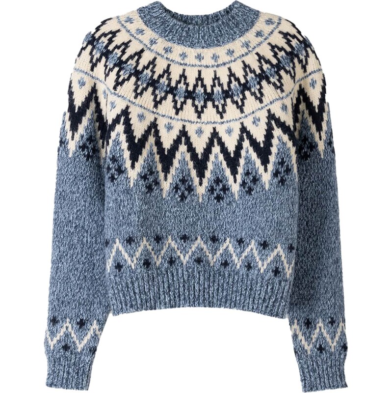 Bershka Sveter béžová / modrá / tmavomodrá 61984105