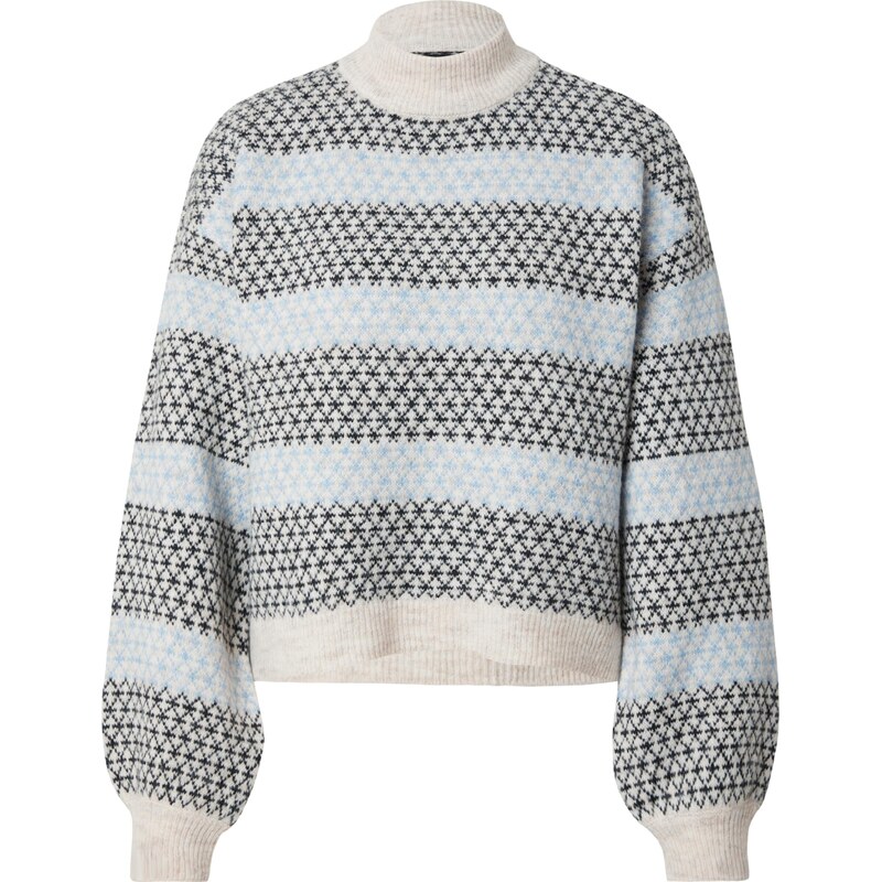 VERO MODA Sveter Trixie svetlobéžová / svetlomodrá / čierna 63150259