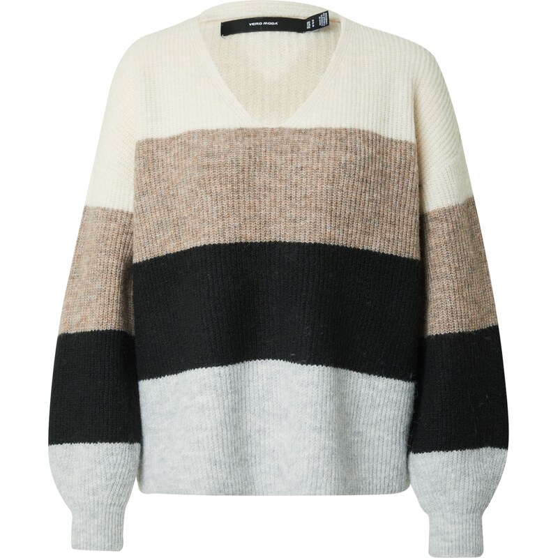VERO MODA Sveter Esma béžová / tmavobéžová / svetlomodrá / čierna 63150279