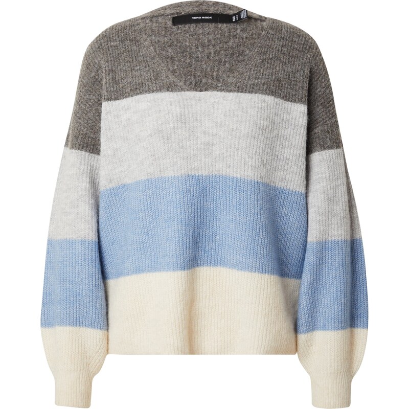 VERO MODA Sveter VMDEsma krémová / svetlomodrá / svetlosivá / sivá 63150303