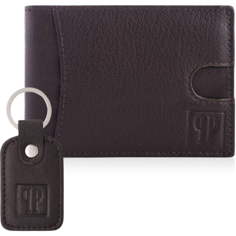 PAOLO PERUZZI Pánska darčeková súprava, kožená peňaženka a kľúčenka | 60688614