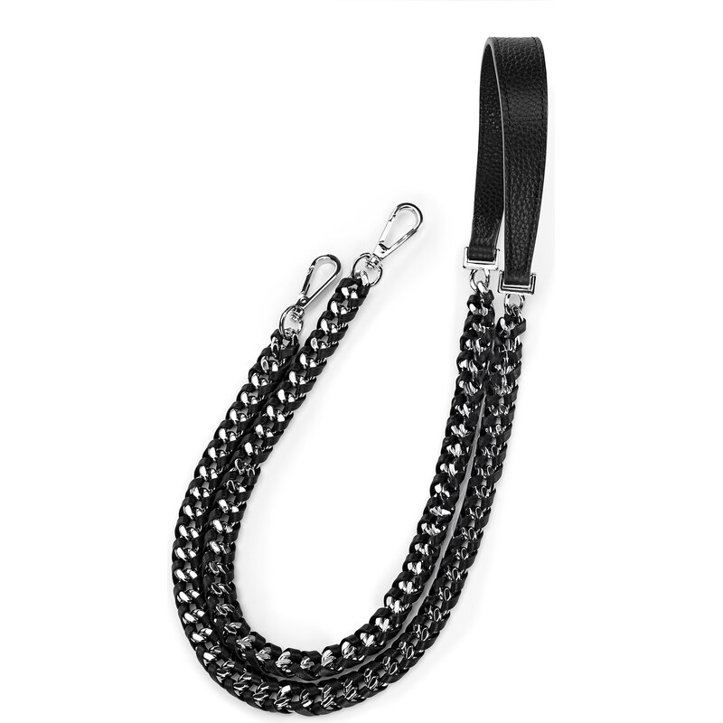 Wittchen Kožený popruh na kabelku čierno-strieborný 99-X-647-X5 67395871