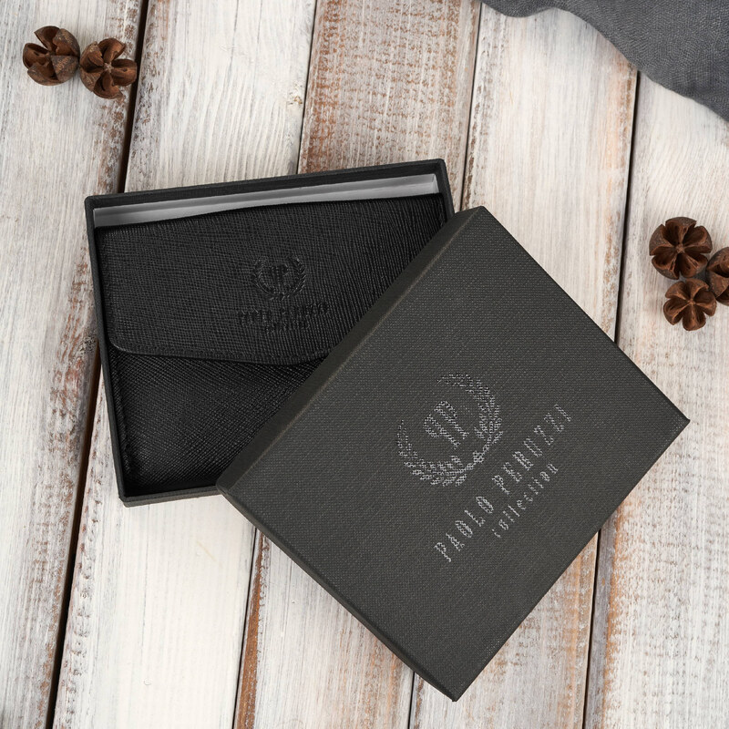 Paolo Peruzzi Dámska malá čierna peňaženka z kože Saffiano | čierna T 60697758