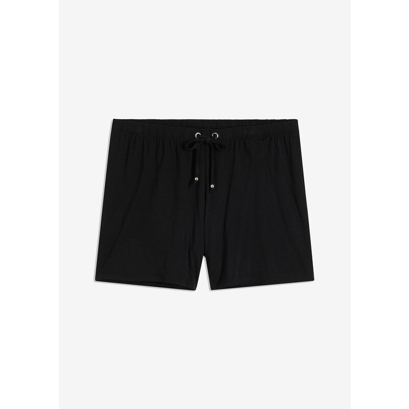 bonprix Plážové šortky z padavého viskózového mixu, farba čierna 44925568