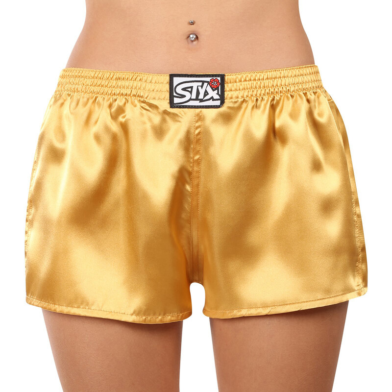 Dámske trenky Styx klasická guma saténové zlaté (L685) 18120520