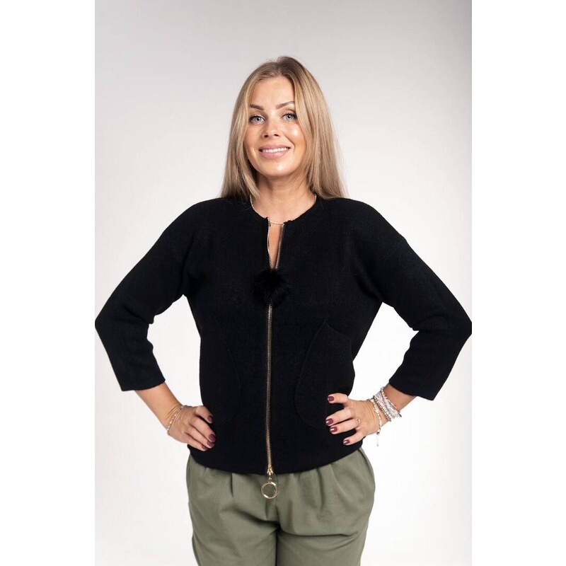 MINORITY Black soft sweater with zipper closure 60707906