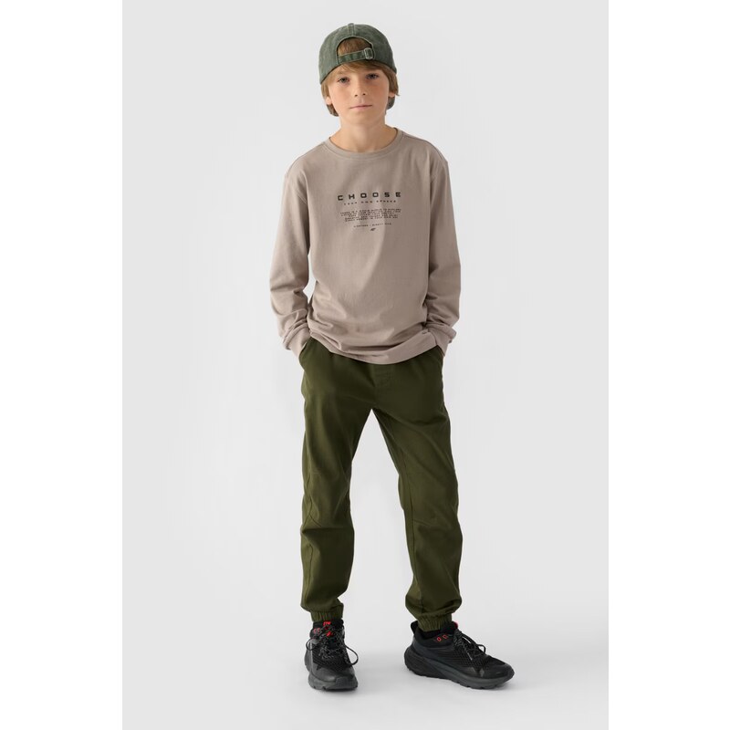 Chlapčenské Jogger Casual Nohavice Hladké 4F Khaki 4FJWMM00TTR 60728936