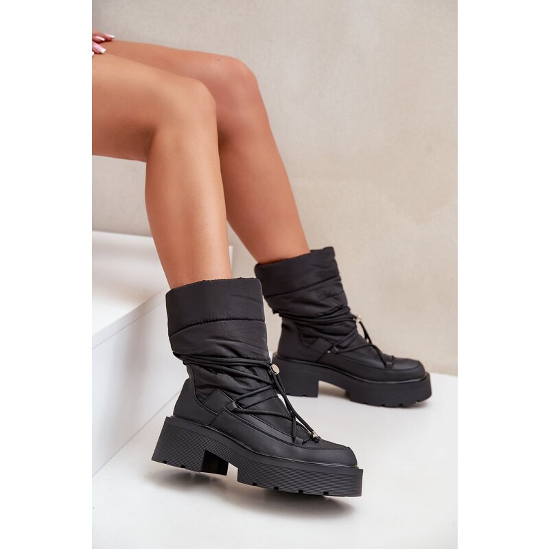 Boto FS1 Dámske Snehule Na Platforme A Plochéj Päte Čierne Seandriel 60729052