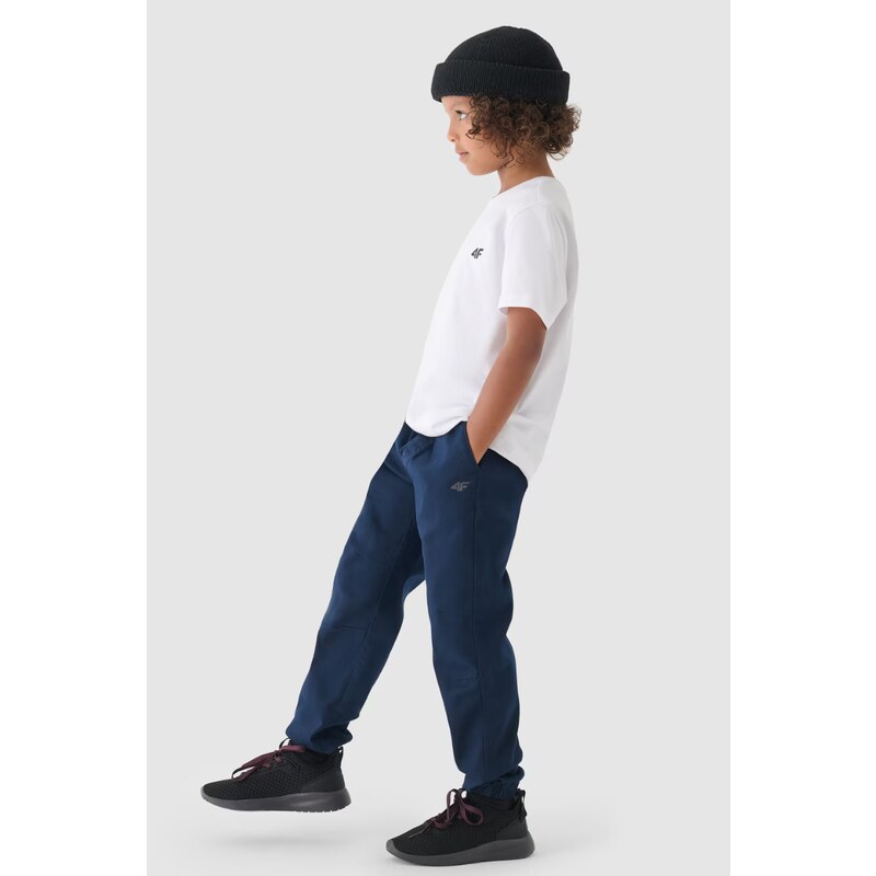 E-shop Chlapčenské Casual Hladké Jogger Nohavice 4F Tmavomodré