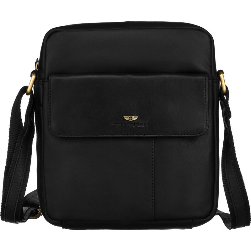 Peterson Elegantná čierna pánska kožená taška cez rameno PTN 719-OPU 60739949
