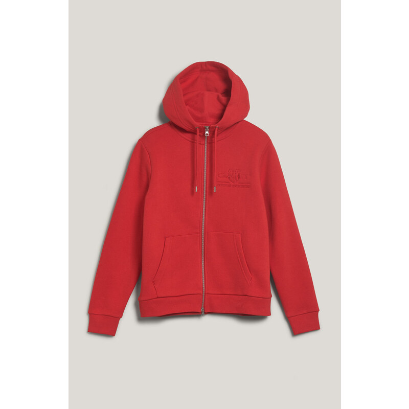 Mikina gant reg tonal shield zip hoodie bright red 60747073