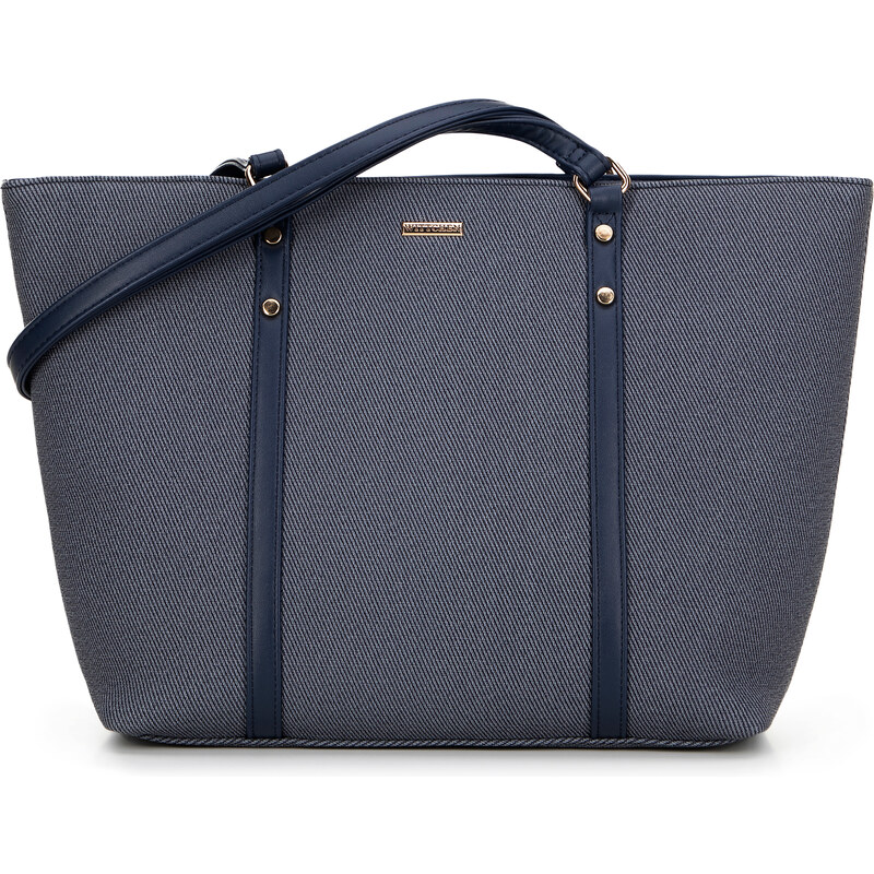 Wittchen Dámska shopper kabelka s jemnými prúžkami tmavomodrá 99-4Y 66066260