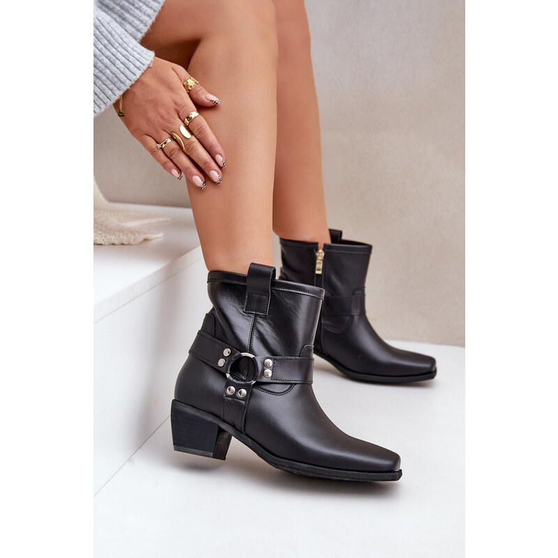 Čižmy Z Prírodnej Kože Na Opätku Čierne Zazoo 64656785