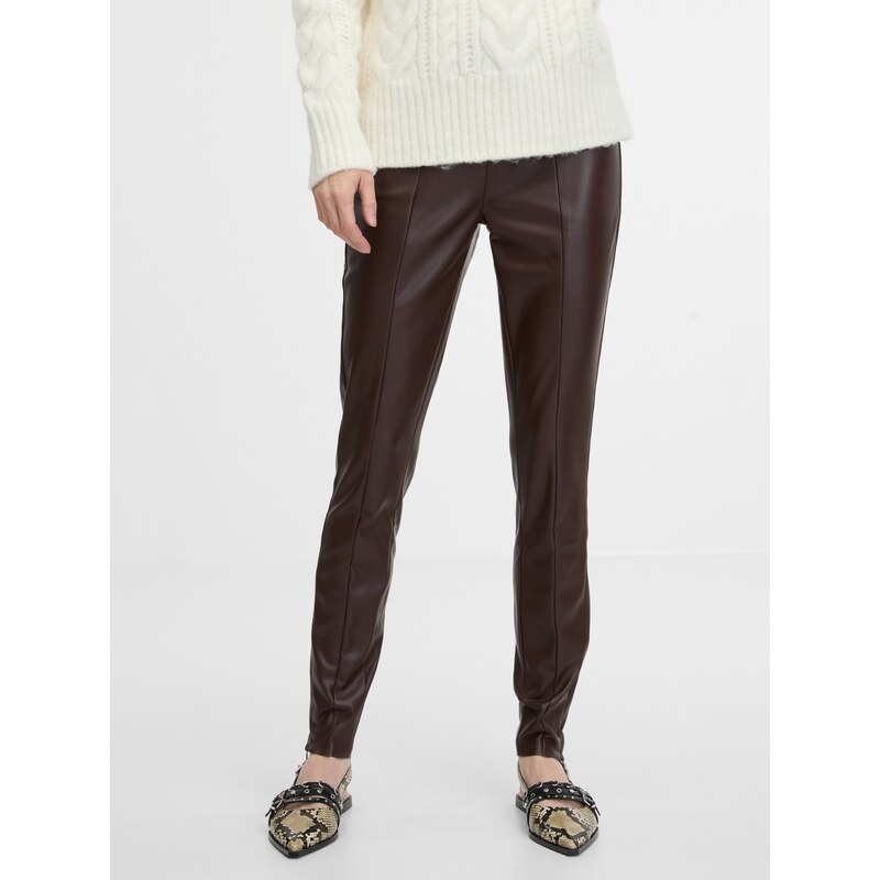 Brown womens leather trousers ORSAY - Womens 64784857