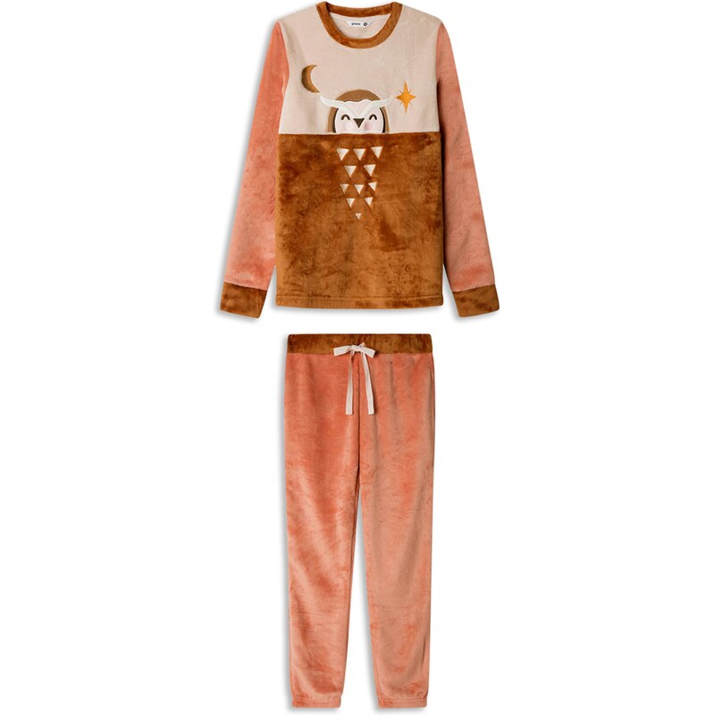 Gisela Pyžamo Set hnedá / pastelovo ružová 60951614