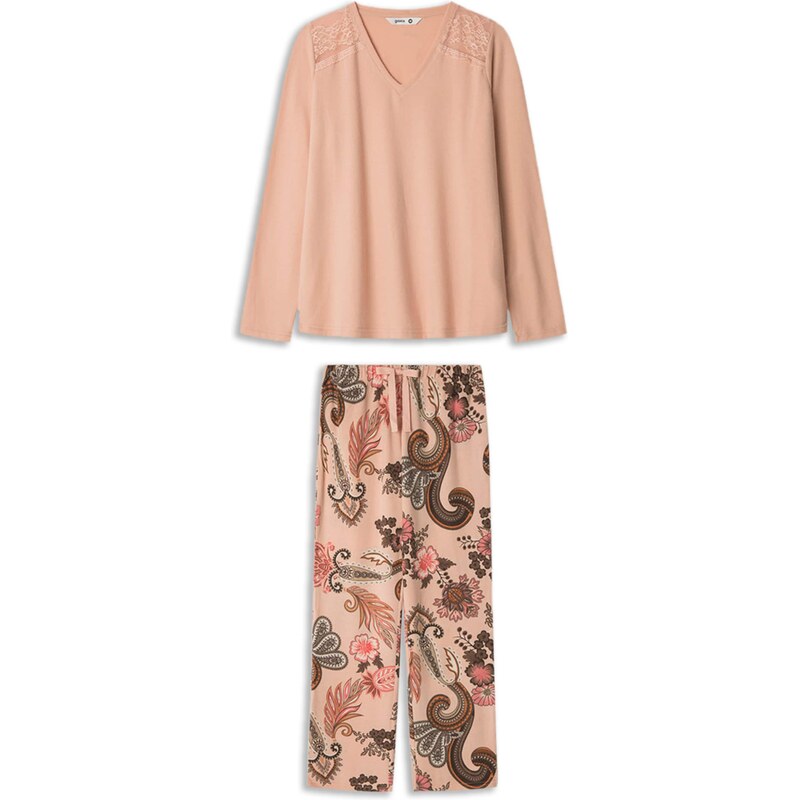 Gisela Pyžamo Set oranžová / broskyňová / lososová / čierna 62225047