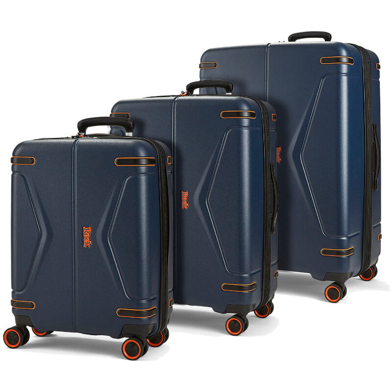 Sada cestovných kufrov ROCK TR-0251/3 ABS - tmavo modrá 64732667