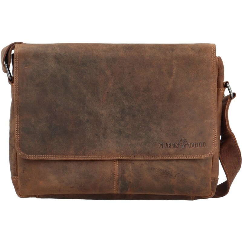 Green Wood Trendy pánska kožená pracovná taška GW Flawius, khaki 66420434