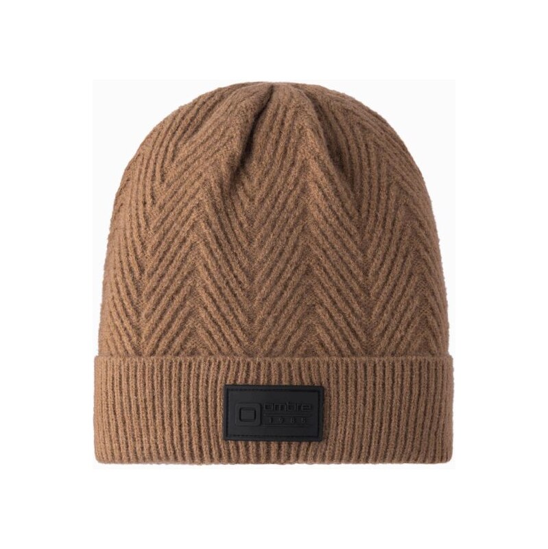 Ombre Clothing Zimná svetlo hnedá pánska čiapka V4 ACWH-0122 60780640