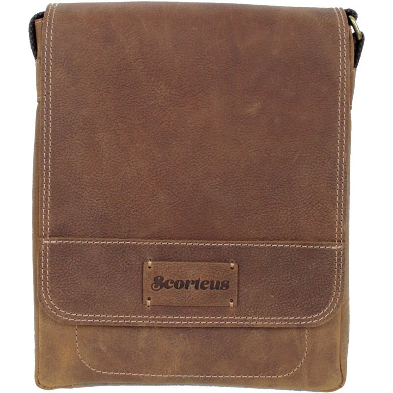 Scorteus Pánska kožená taška cez rameno Scorteus na iPad 1137/79 hnedá 60781236