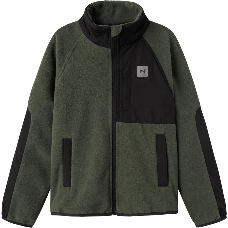 NAME IT Flisová bunda NKNMYles jedľová / čierna 58171249