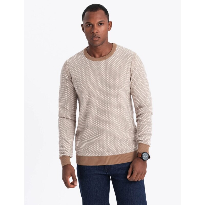 Ombre Clothing Štruktúrovaný svetlo hnedý sveter V3 SWSW-0111 60782282