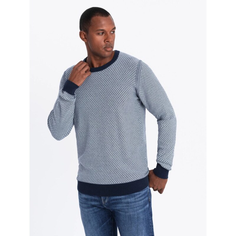 Ombre Clothing Štruktúrovaný tmavo modrý sveter V1 SWSW-0111 60782280