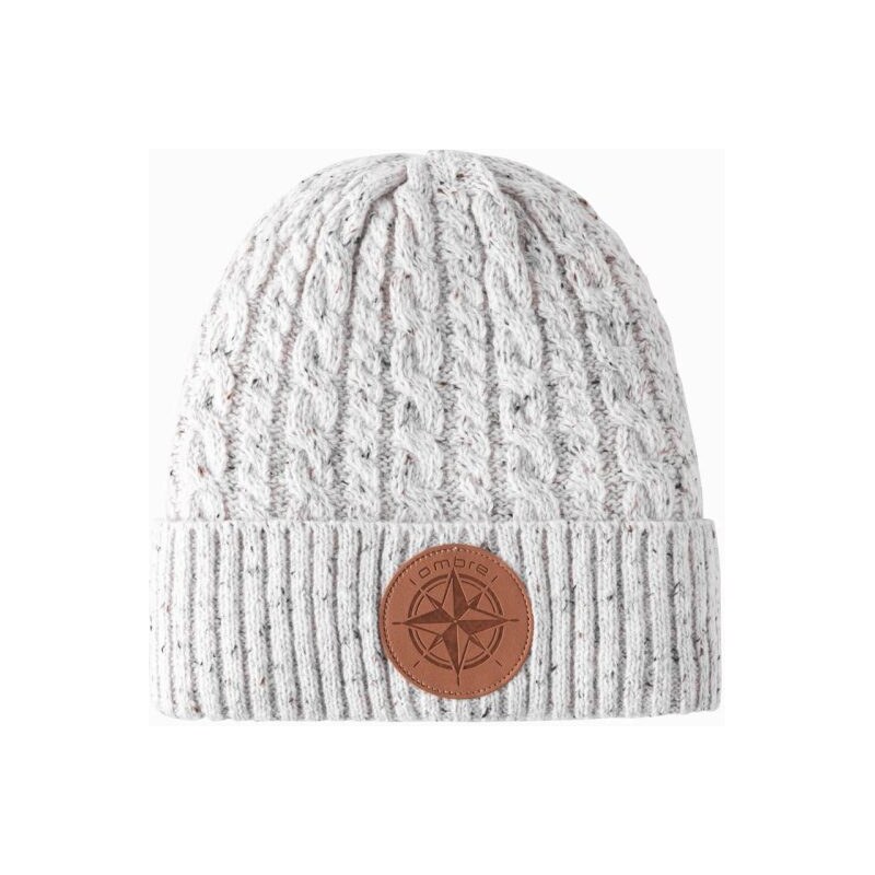 Ombre Clothing Zimná biela pánska čiapka V3 ACWH-0121 60782285