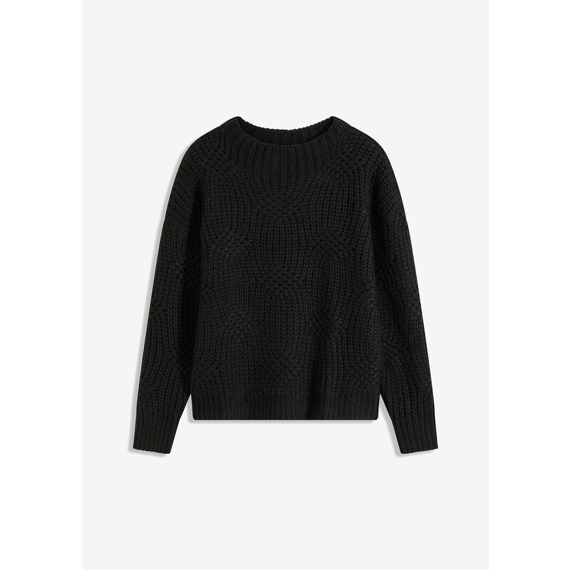 bonprix Pulóver, hrubo pletený, farba čierna 60785108